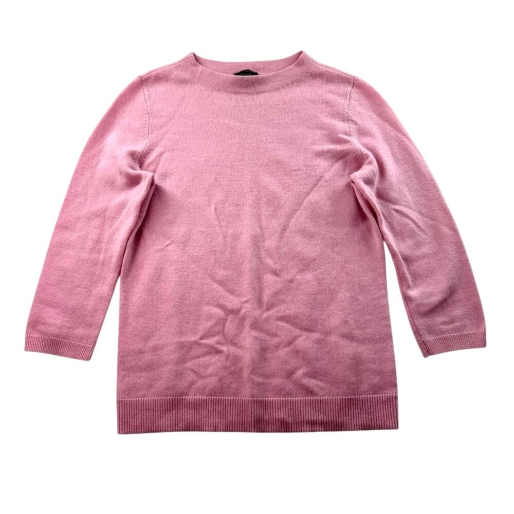 Talbots Pure Cashmere Sweater Size S Light Pink Crewneck 3/4 Sleeve Soft Luxury